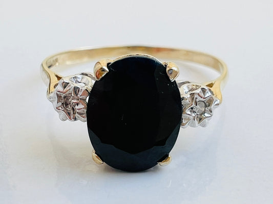 Vintage 9ct Gold Sapphire & Diamond Ring