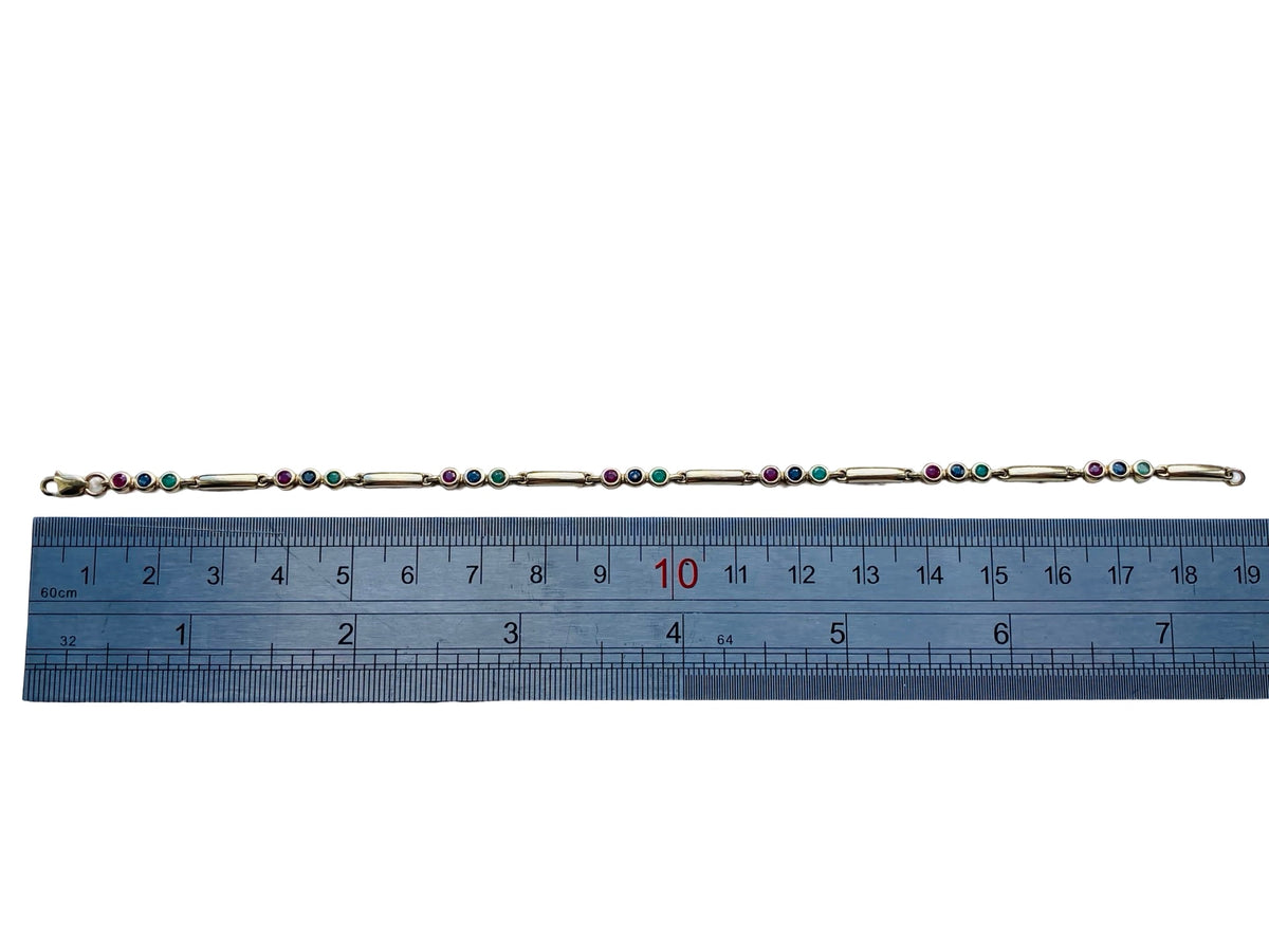 9ct Gold Ruby, Emerald & Sapphire Bracelet