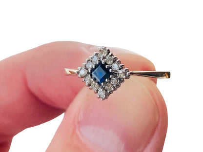 Vintage 9ct Gold Sapphire & Diamond Ring