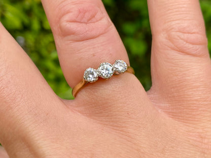 Vintage 18ct Gold 0.75ct Three-Stone Diamond Ring