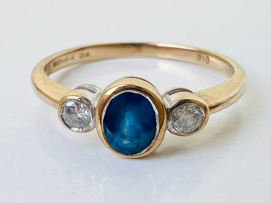 9ct Gold Sapphire & Diamond Ring