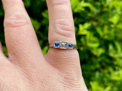 Antique 18ct Gold & Platinum Sapphire & Diamond Ring