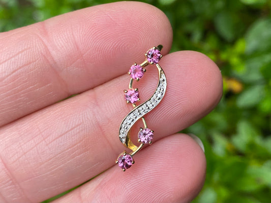 9ct Gold Pink Spinel & Diamond Pendant