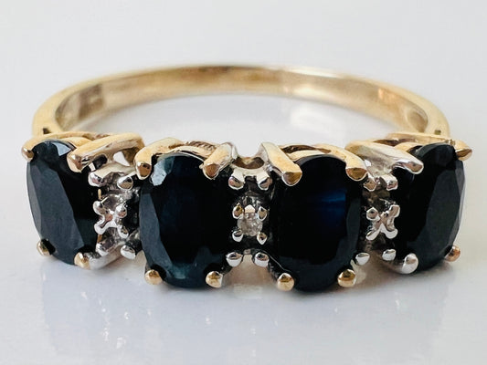 9ct Gold Sapphire & Diamond Ring