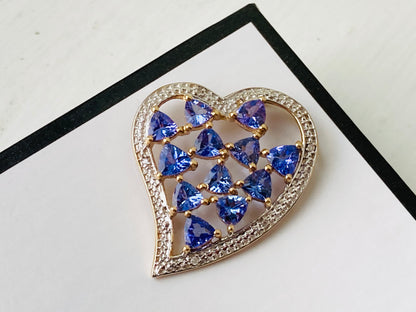 9ct Gold Tanzanite & Diamond Pendant