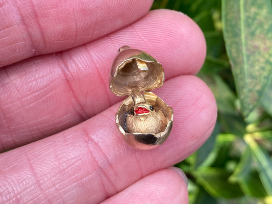Vintage 9ct Gold Opening Egg with Bird Pendant or Charm