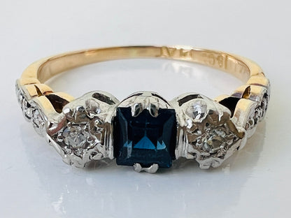 Antique 18ct Gold Sapphire & Diamond Ring