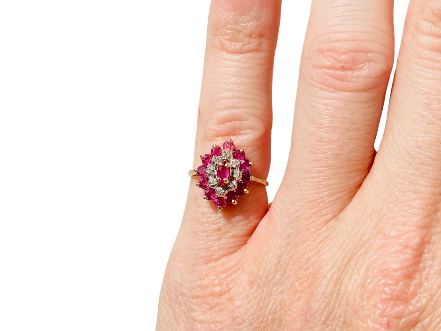 Vintage 9ct Gold Ruby & Diamond Ring