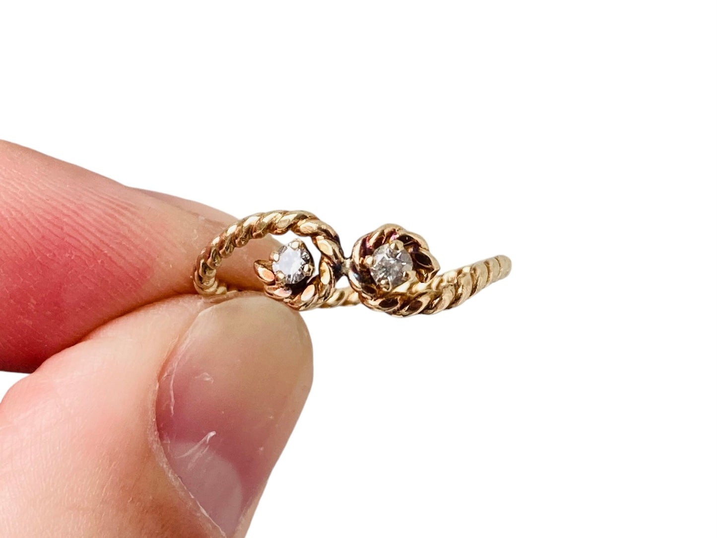 Vintage 9ct Gold Diamond Rope Ring