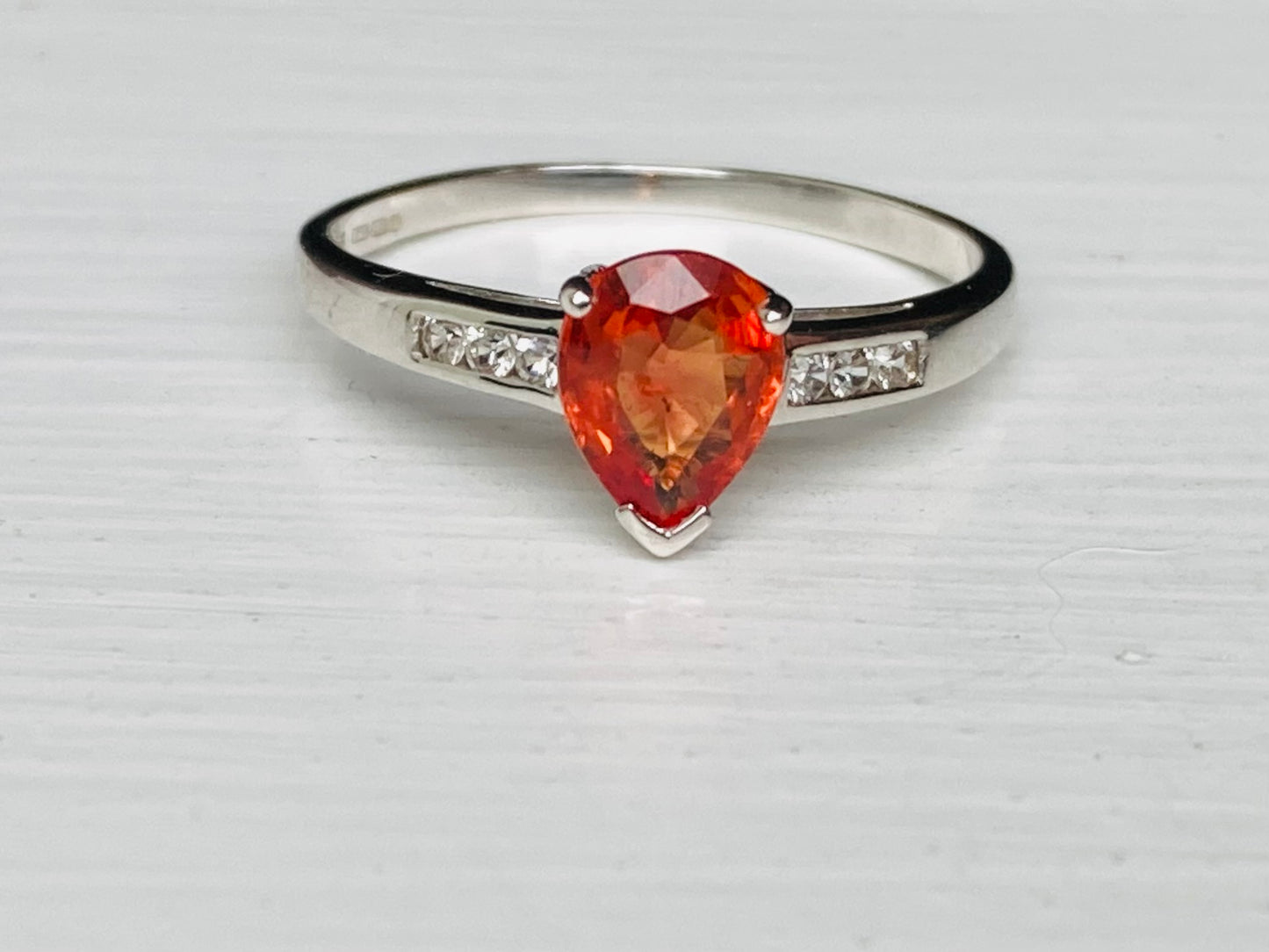 9ct Gold Orange Sapphire & Zircon Ring