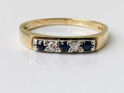 Vintage 9ct Gold Sapphire & Diamond Ring