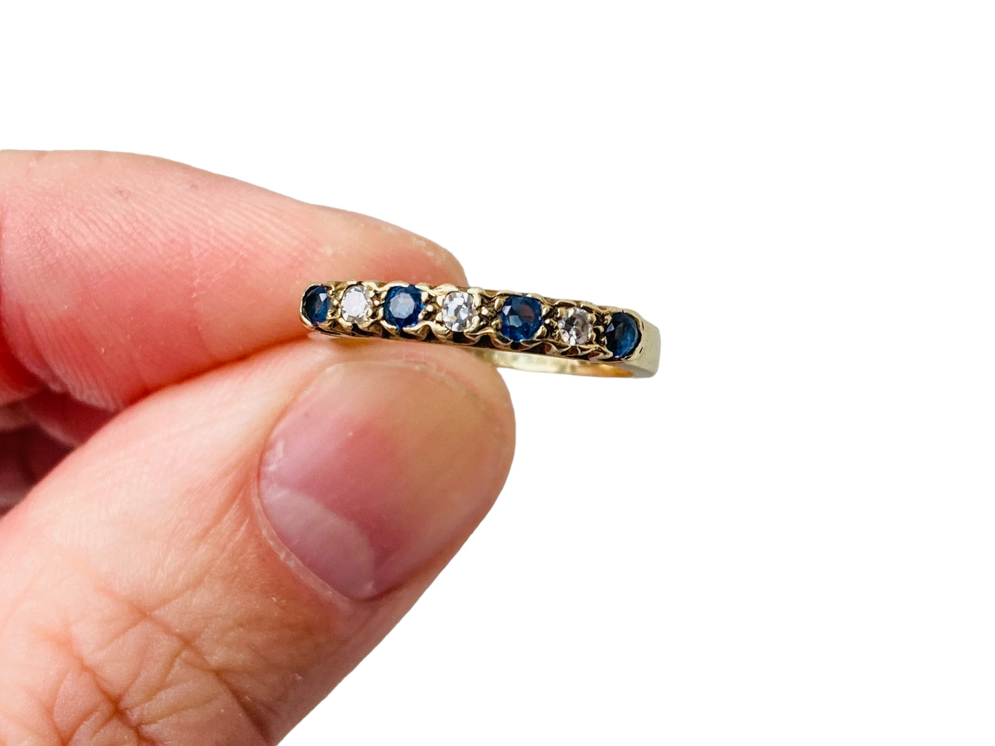 Vintage 9ct Gold Sapphire & Diamond Ring