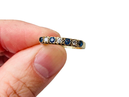 Vintage 9ct Gold Sapphire & Diamond Ring