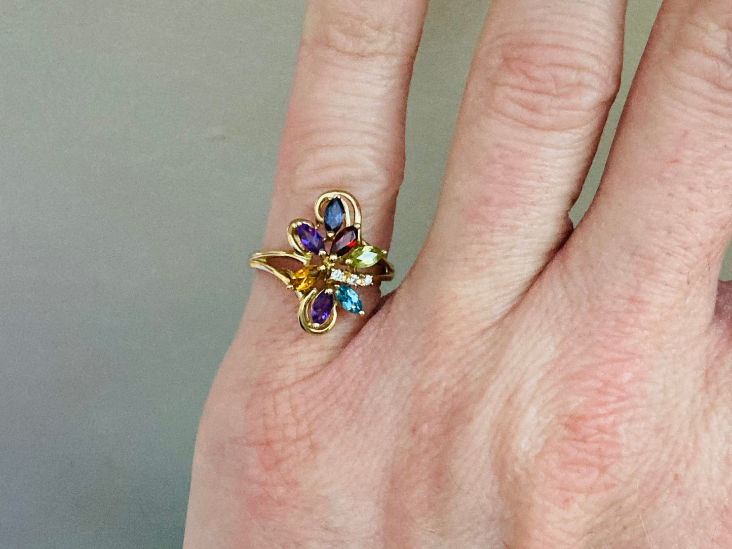 9ct Gold Multi Gemstone Ring