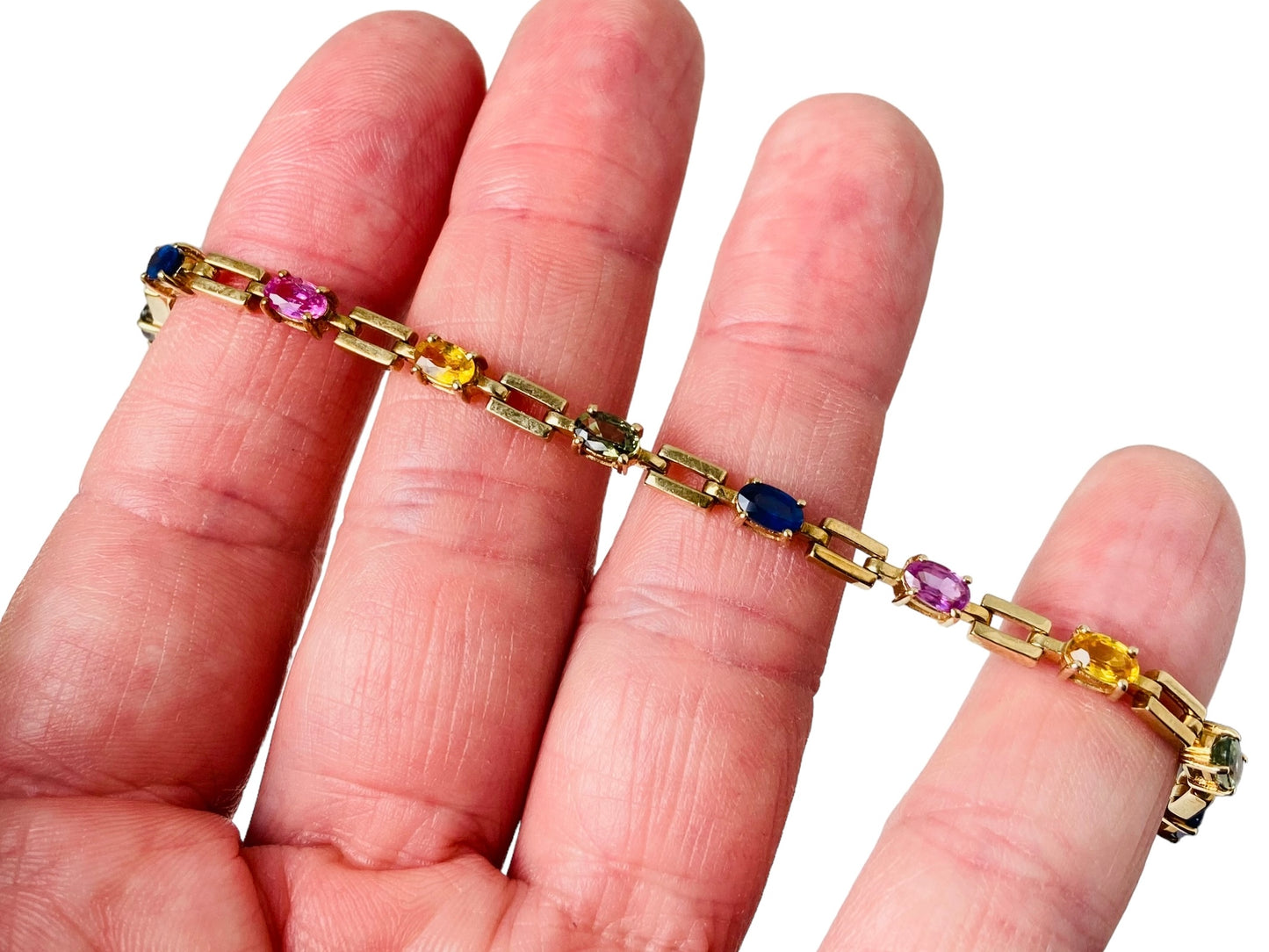 9ct Gold Multi Coloured Sapphire Bracelet