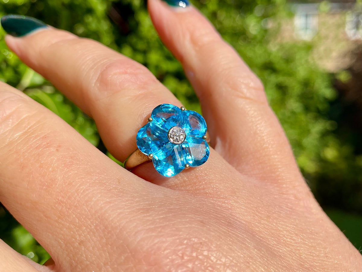 9ct Gold Topaz & Diamond Ring