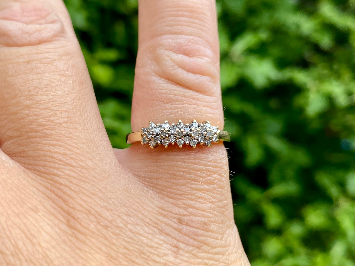Vintage 9ct Gold Diamond Cluster Ring