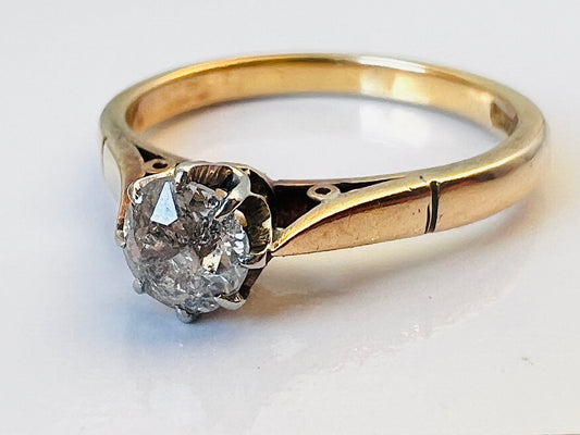 Antique 18ct Gold Old-Cut Diamond Solitaire Ring