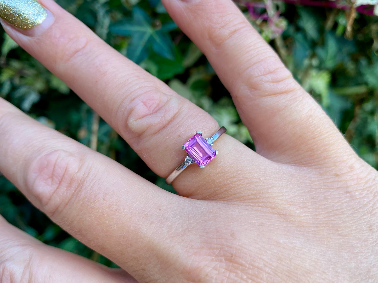 9ct Gold Pink Sapphire & Diamond Ring