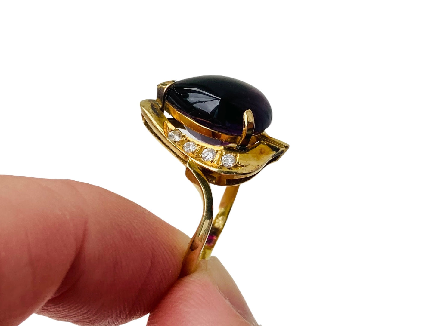 Vintage 14ct Gold Amethyst & Diamond Ring