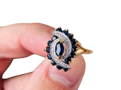 9ct Gold Sapphire & Diamond Ring
