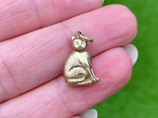 Vintage 9ct Gold Cat Charm or Pendant