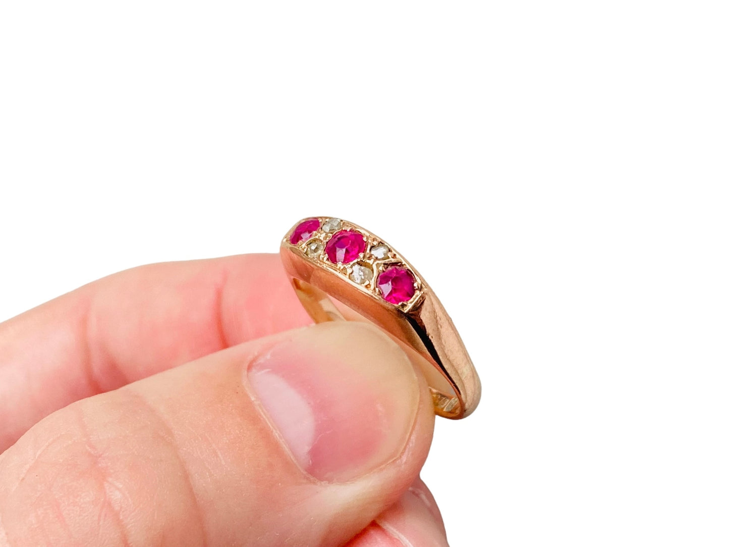 Antique 9ct Gold Ruby & Diamond Ring