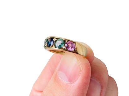 9ct Gold Multi Sapphire & Diamond Ring