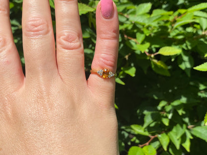 18ct Gold Citrine & Diamond Ring