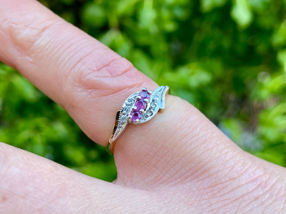 Vintage 9ct Gold Ruby & Diamond Ring