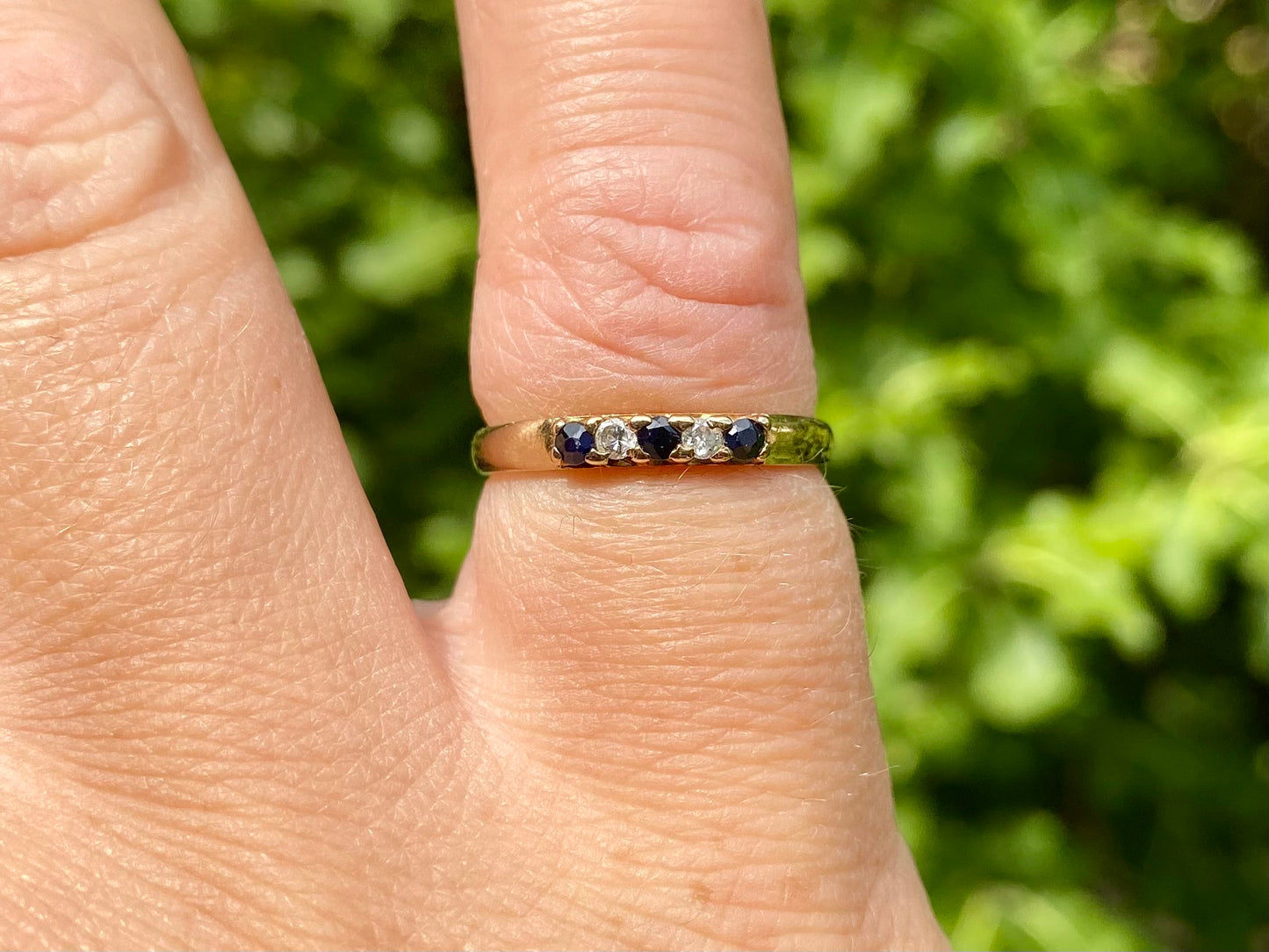Vintage 9ct Gold Sapphire & Diamond Stacking Ring