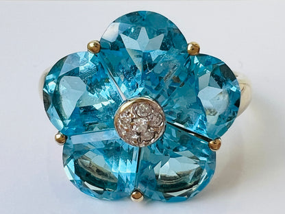 9ct Gold Topaz & Diamond Ring