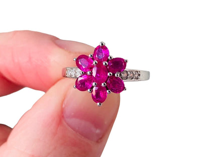9ct Gold Pink Ruby & Zircon Ring