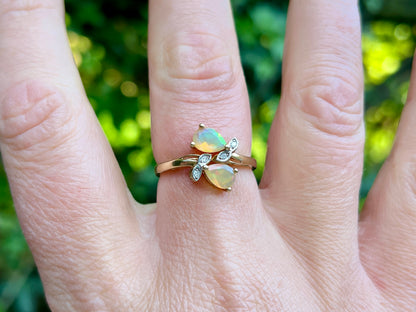 9ct Gold Opal & Diamond Ring