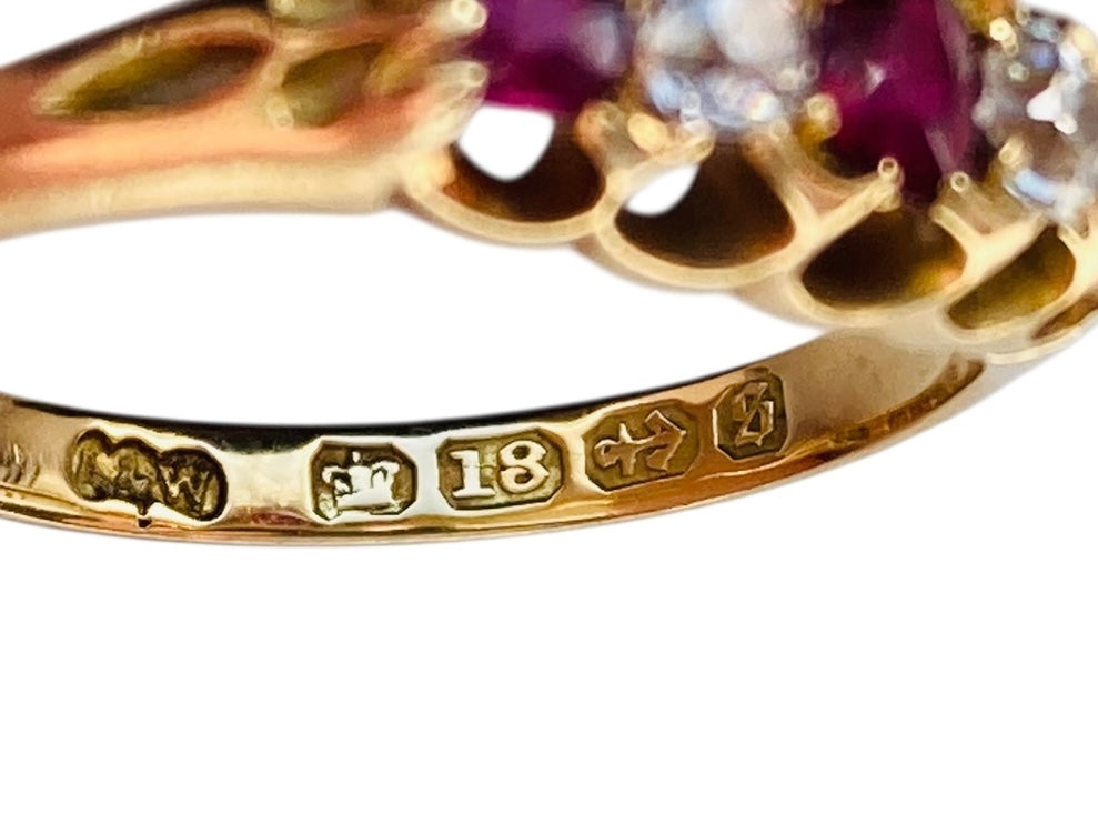 Antique 18ct Gold Ruby & Diamond Ring