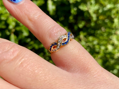 Vintage 18ct Gold Sapphire & Diamond Ring