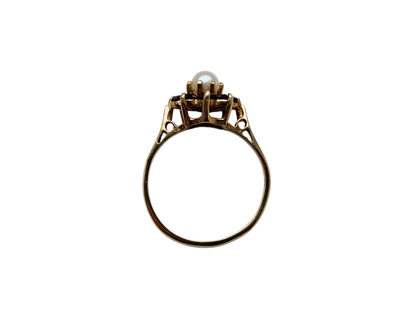 Vintage 9ct Gold Garnet & Pearl Ring