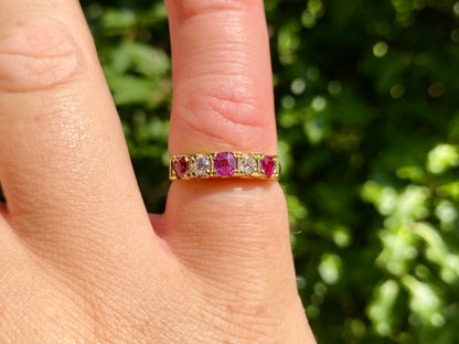 Vintage 18ct Gold Ruby & Diamond Ring