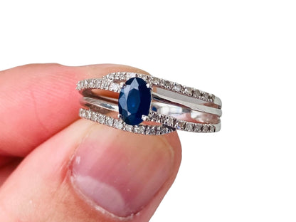 9ct Gold Sapphire & Diamond Ring