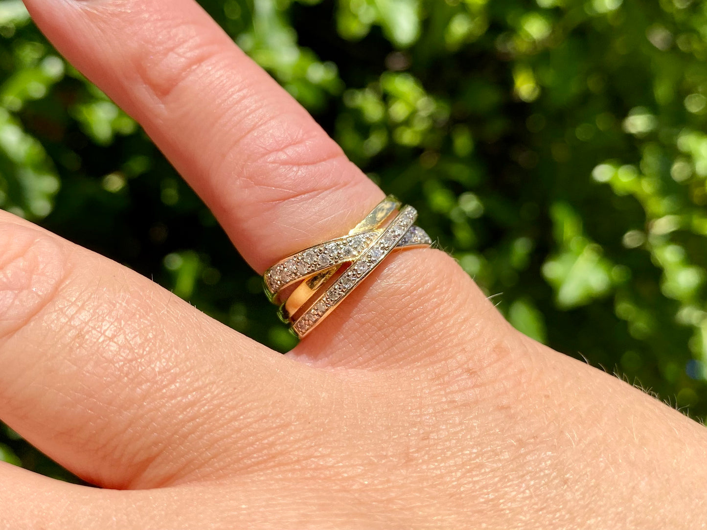 9ct Gold Diamond Crossover Ring