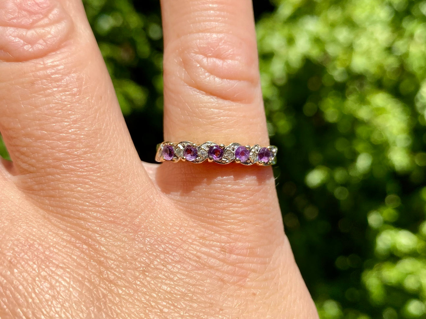 9ct Gold Amethyst & Diamond Ring