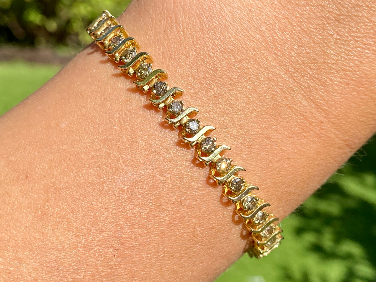 10ct Gold 3.80ct Champagne Diamond Bracelet