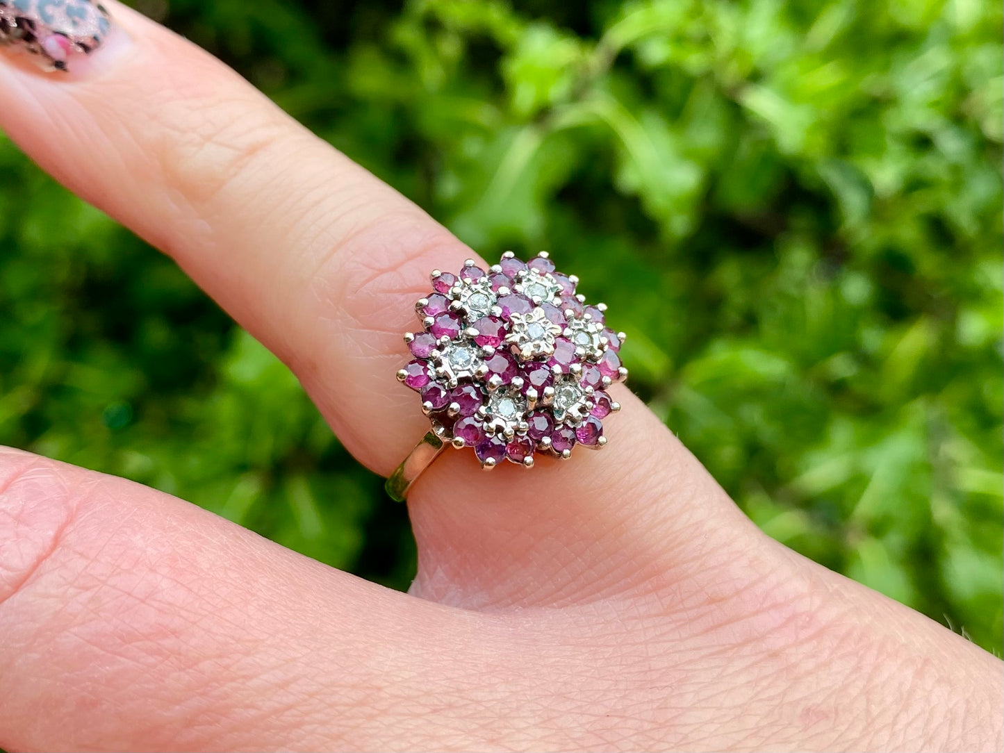 Vintage 9ct Gold Ruby & Diamond Ring