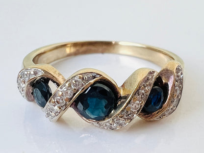 9ct Gold Sapphire & Diamond Ring