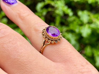 Vintage 9ct Gold Amethyst Ring