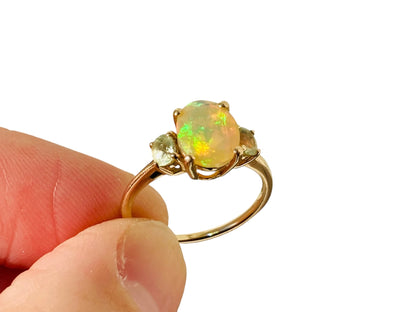 9ct Gold Opal & Tourmaline Ring