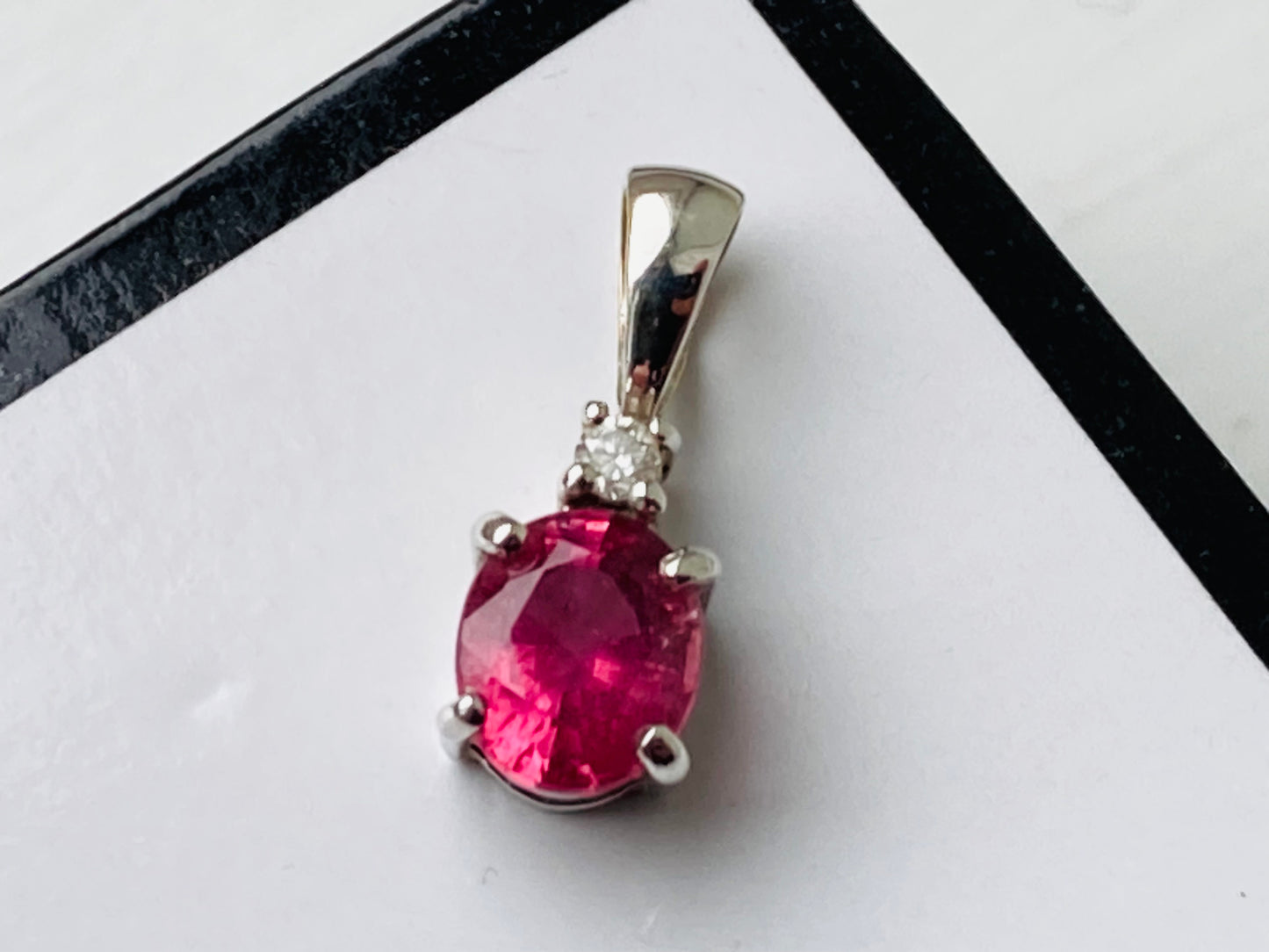 9ct Gold Pink Tourmaline & Diamond Pendant