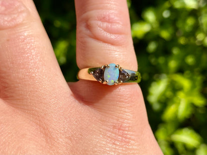 9ct Gold Opal & Tourmaline Ring