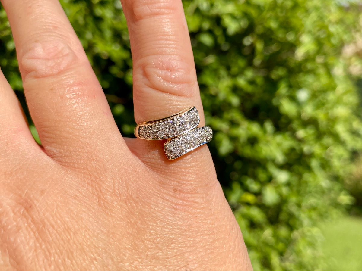 9ct Gold Diamond Crossover Ring