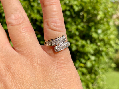 9ct Gold Diamond Crossover Ring